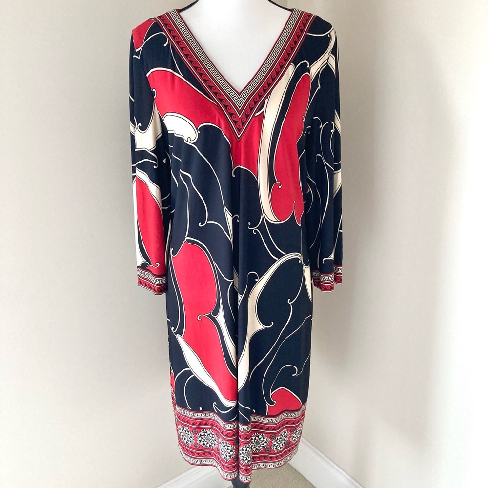 Chico’s V Neck Brody Border Dress Size M - Picture 4 of 11